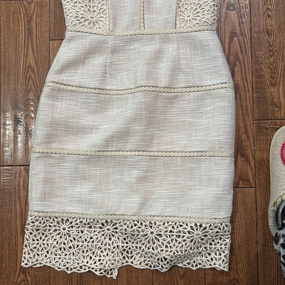 ANTONIO MELANI Cream Lace-Trimmed Midi Dress - Picture 5 of 6